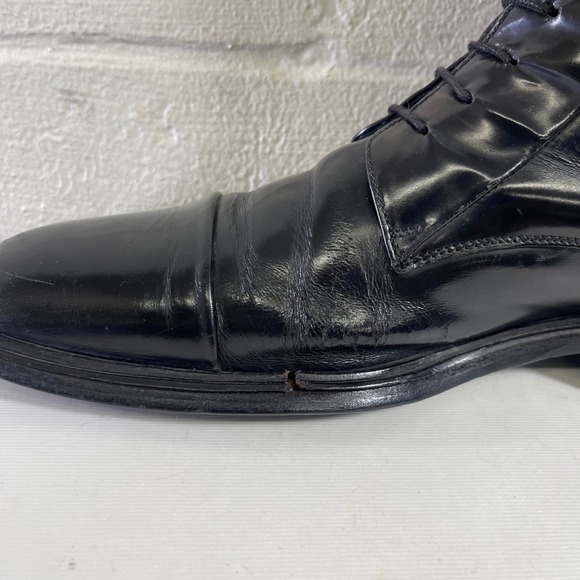 Gucci Men\'s Black Leather Cap Toe Ankle Boots Dress Shoes Lace up Size 9.5 US main image 11